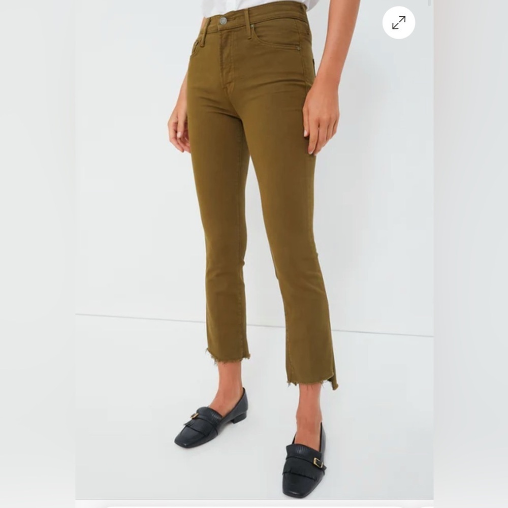 Mother Fir Green The Insider Crop Step Fray Women's Jeans